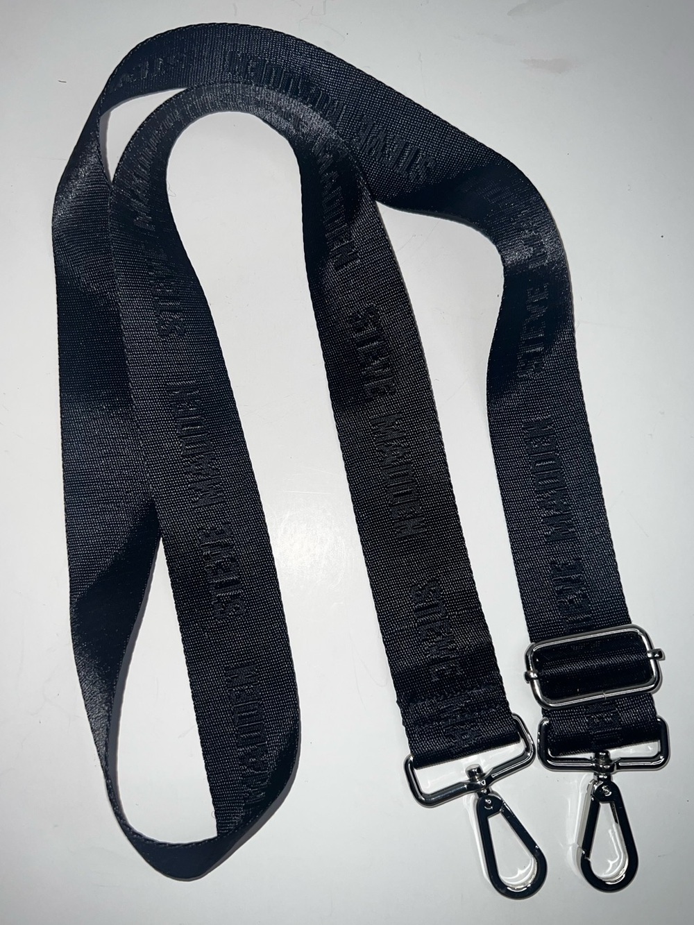 Steve Madden Black Adjustable Bag Strap with Silver-Tone Metal Clips